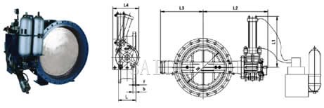 蓄能器式（紧急切断）快关蝶阀外形尺寸图