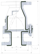 H44J/FS-6/10旋启式衬氟止回阀、衬氟止回阀结构图
