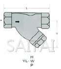 丝口连接不锈钢Y型过滤器结构图