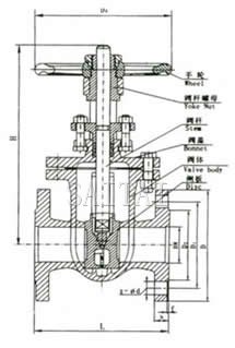 明杆楔式闸阀总装图